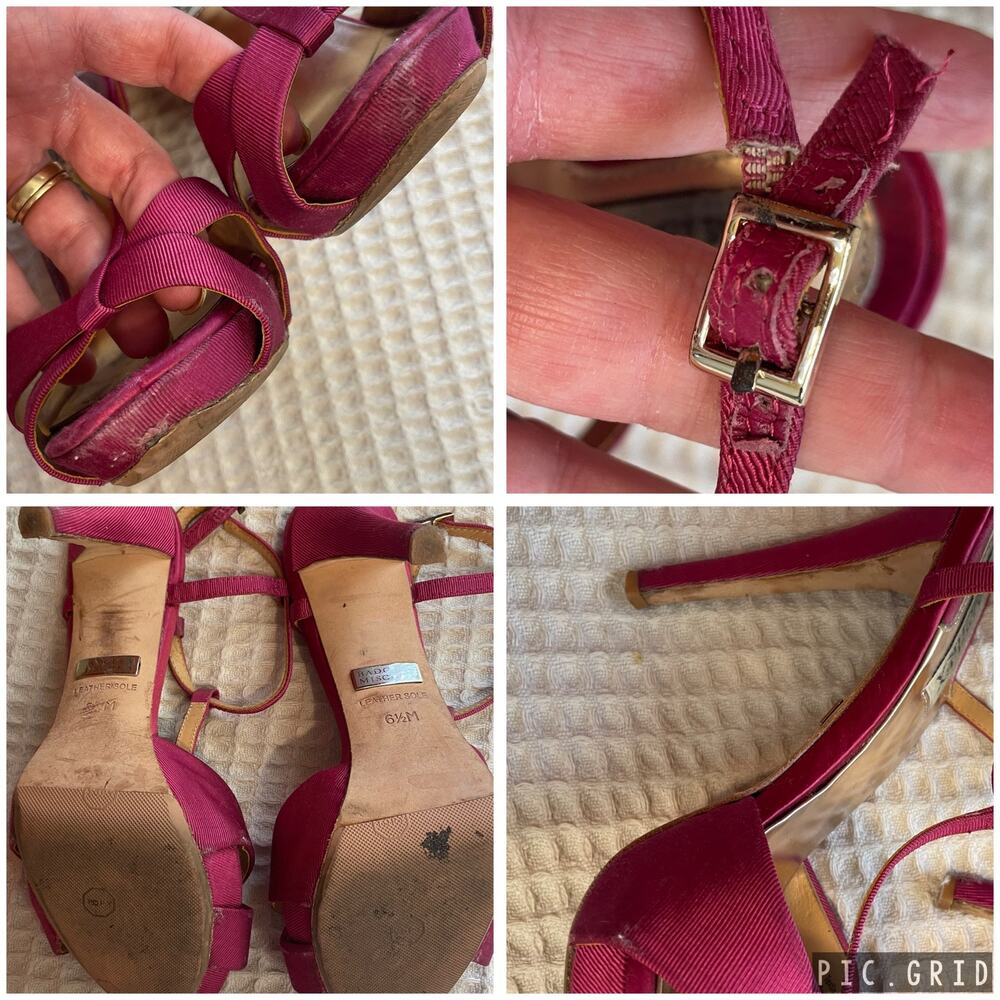 Badgley Mischka Glam Eventwear Purple T Strap Stiletto Heels W/ Dust Bag Sz 6.5 - Picture 3 of 16